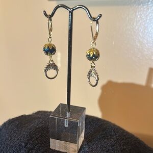 Gold and Black Textured Teardrop Earrings